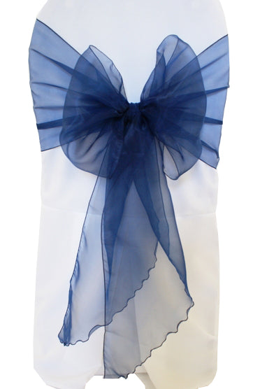 12"x116" Angle End Organza Chair Sashes - Navy Blue (10pcs/pk)