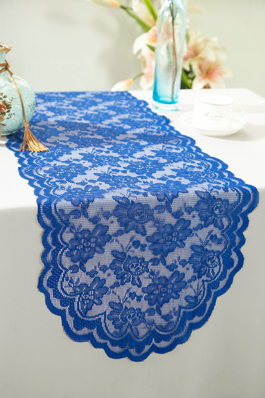 13.5"x108" Caspari Lace Table Runners - Royal Blue (1pc)