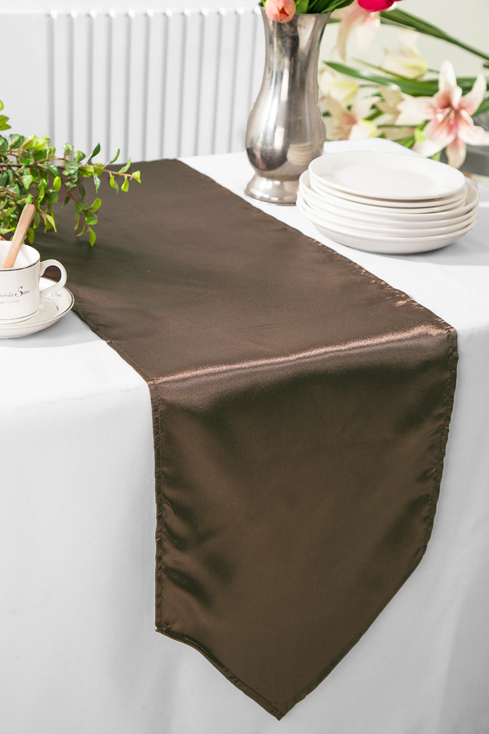 13.5"x108" Satin Table Runner - Chocolate (1pc)