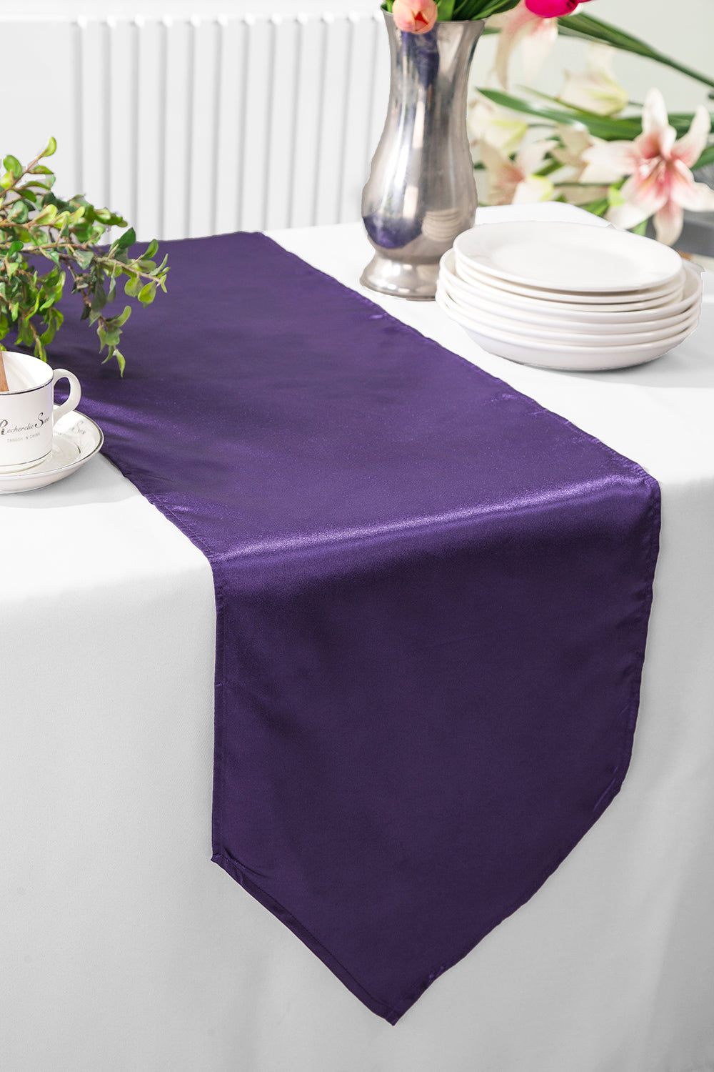 13.5"x108" Satin Table Runner - Eggplant (1pc)