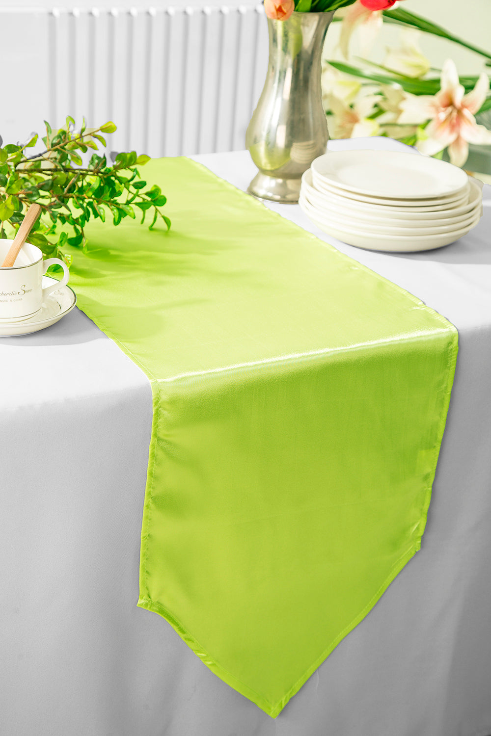 13.5"x108" Satin Table Runner - Key Lime (1pc)