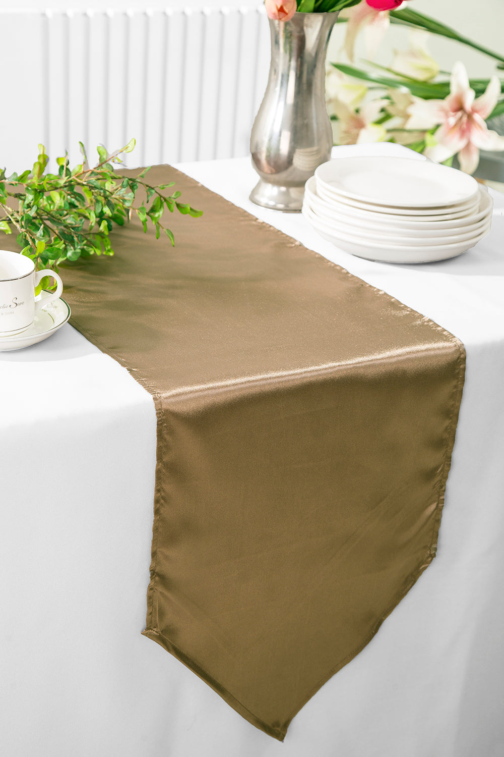 13.5"x108" Satin Table Runner - Latte (1pc)