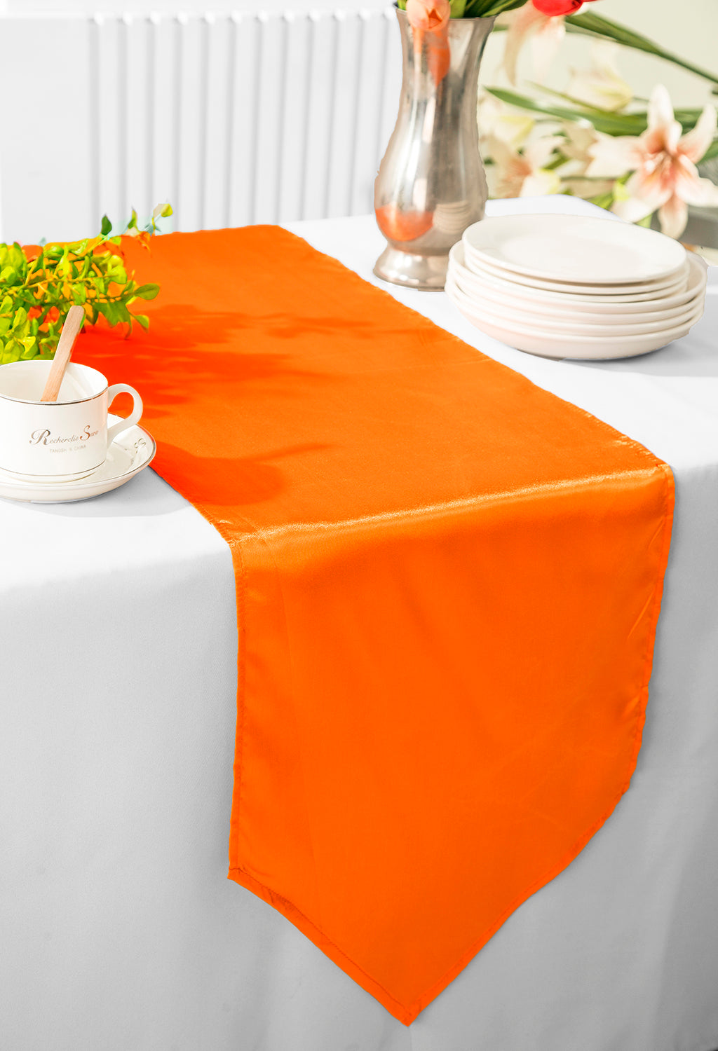 13.5"x108" Satin Table Runner - Orange (1pc)