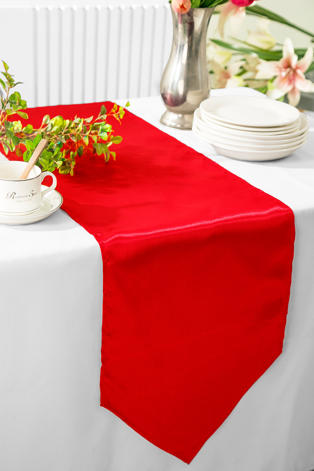 13.5"x108" Satin Table Runner - Red (1pc)