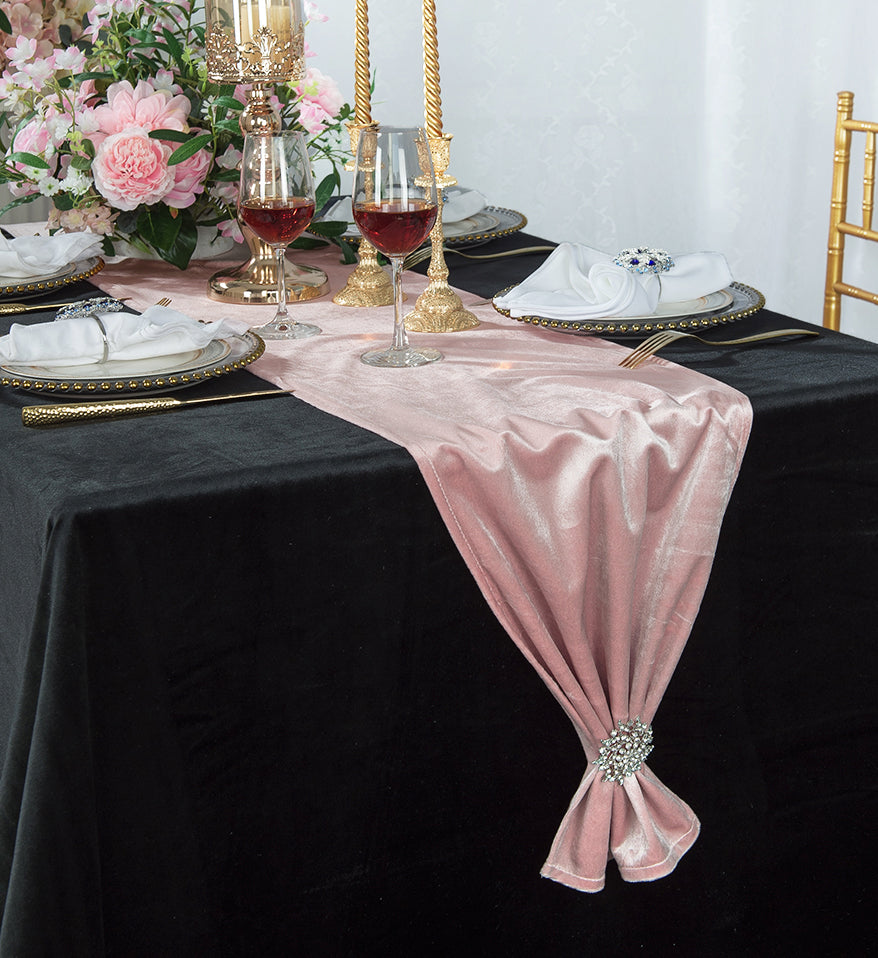 13"x108" Italian Velvet Table Runner - Blush Pink/Rose Gold (1pc)