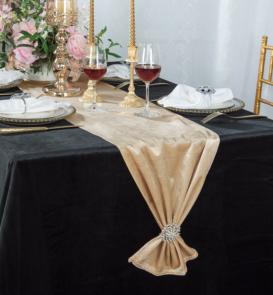 13"x108" Italian Velvet Table Runner - Champagne (1pc)