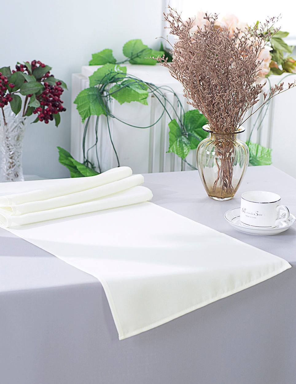 13"x108" Polyester Table Runners - Ivory (1pc)