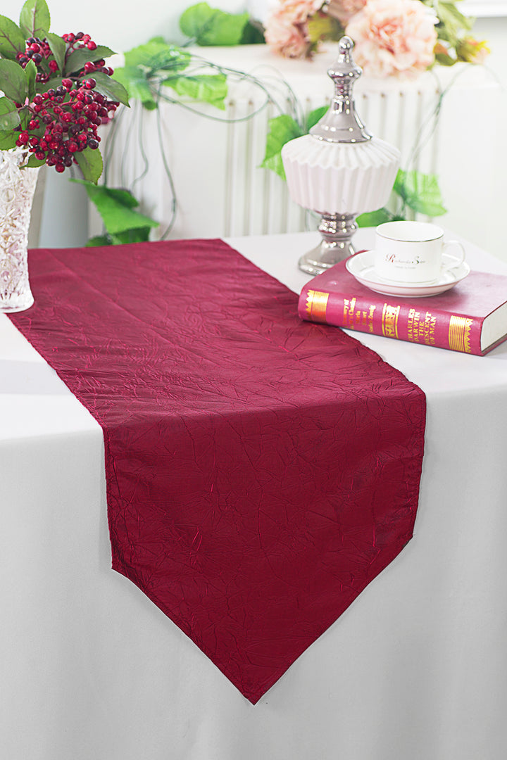 13"x108" Crushed Taffeta Table Runner - Burgundy (1pc)