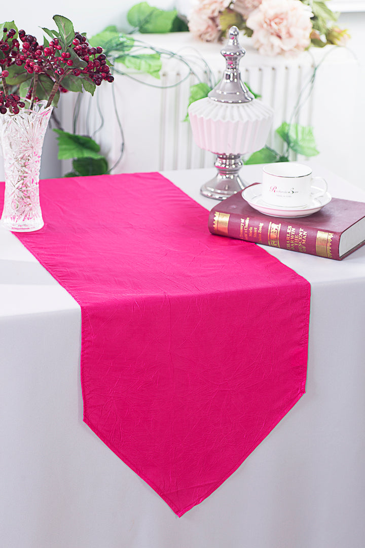 Chemin de table en taffetas écrasé 13"x108" - Fuchsia (1pc)