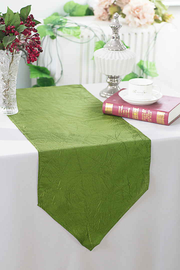 Camino de mesa de tafetán triturado de 13 "x 108" - Verde musgo (1 pieza)