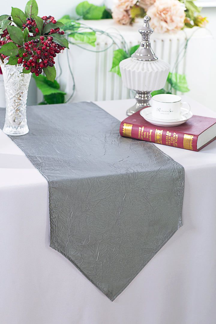 13"x108" Crushed Taffeta Table Runner - Silver (1pc)