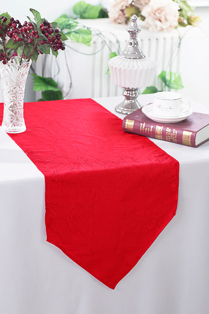 13"x108" Crushed Taffeta Table Runner - Red (1pc)