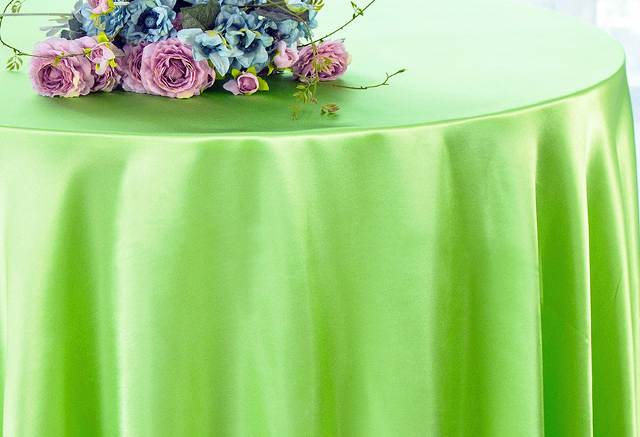 132" Round Heavy Duty Satin Tablecloth - Apple Green (1pc)