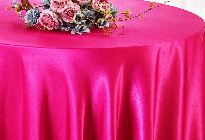 Nappe ronde en satin robuste de 132 po - Fuchsia (1 pièce)