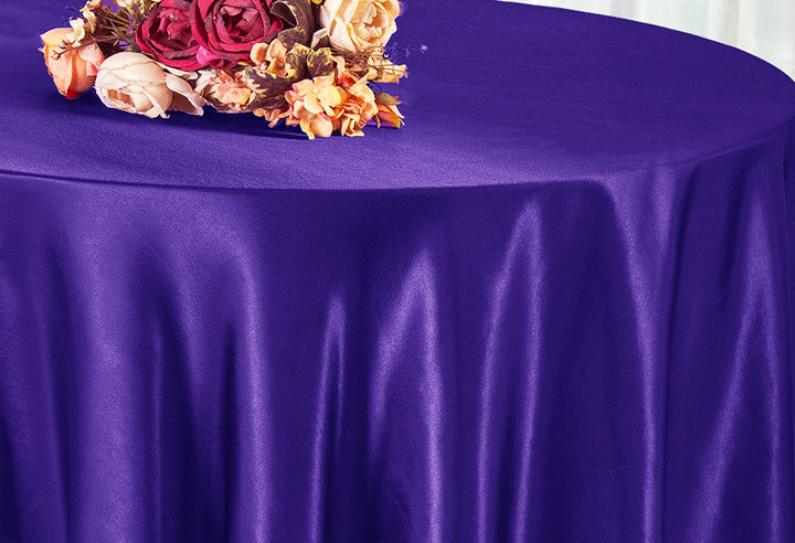Nappe ronde en satin robuste de 132 po - Violet régence (1 pièce)
