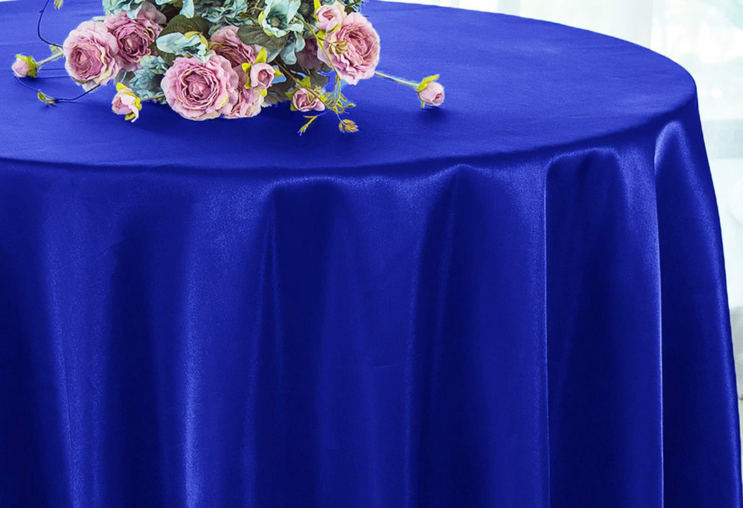 Nappe ronde en satin robuste de 132 po - Bleu royal (1 pièce)