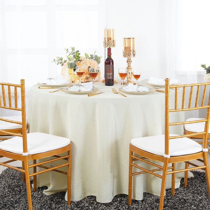 108" Seamless Round Crinkle Scuba (Wrinkle-Free) Tablecloth - Ivory (1pc)