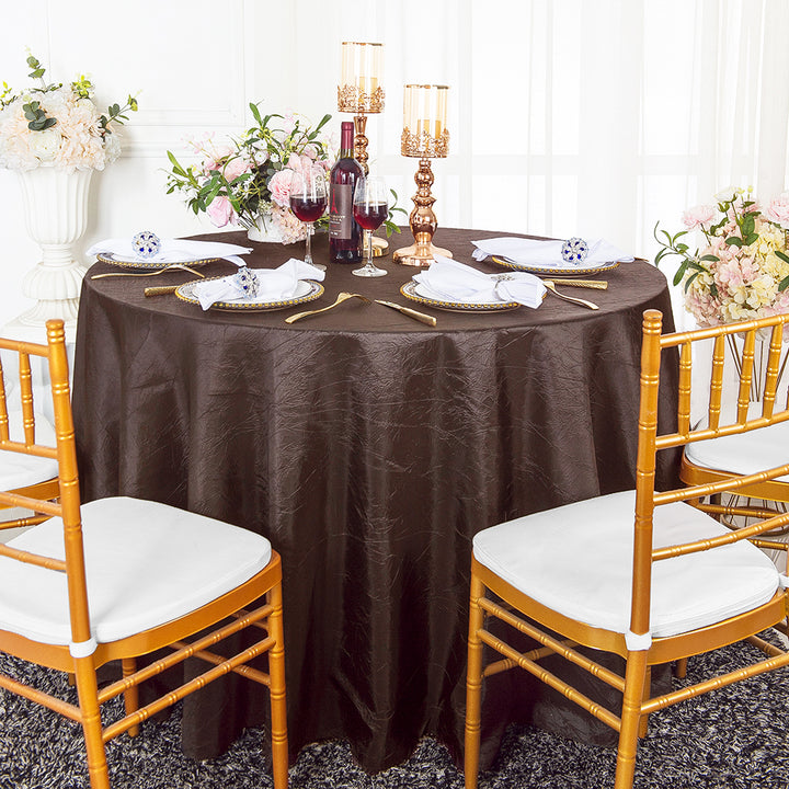 Nappe ronde en taffetas écrasé sans couture de 120 po - Chocolat (1 pièce)