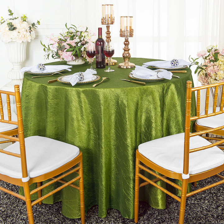 Mantel redondo de tafetán triturado sin costuras de 90" - Verde musgo (1 pieza)
