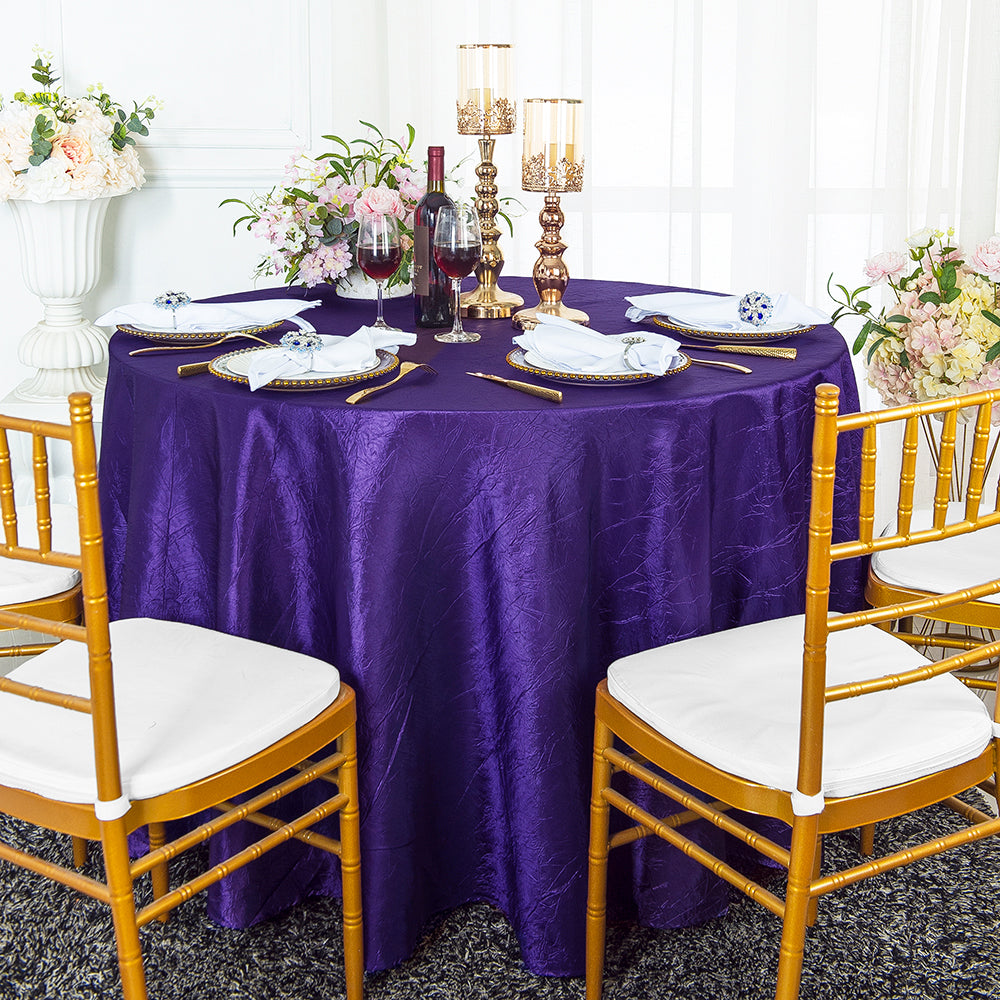 132" Round Crushed Taffeta Tablecloth - Regency Purple (1pc)