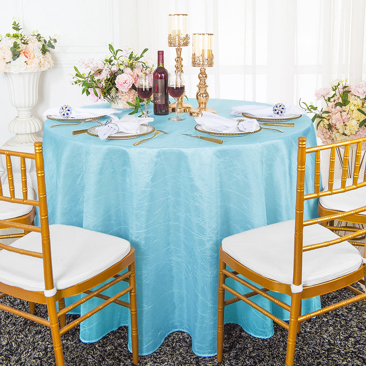 Nappe ronde en taffetas écrasé sans couture de 120 po - Bleu bébé 619201pc/pk)