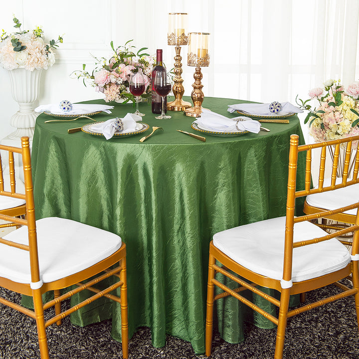 Nappe ronde en taffetas écrasé sans couture de 120 po - Vert trèfle (1 pièce)