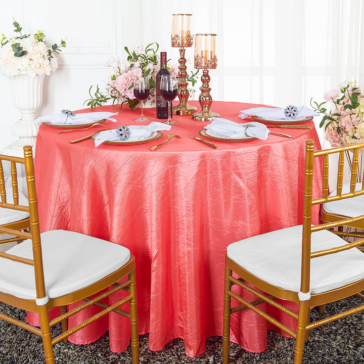 Nappe ronde en taffetas écrasé sans couture de 120 po - Corail (1 pièce)