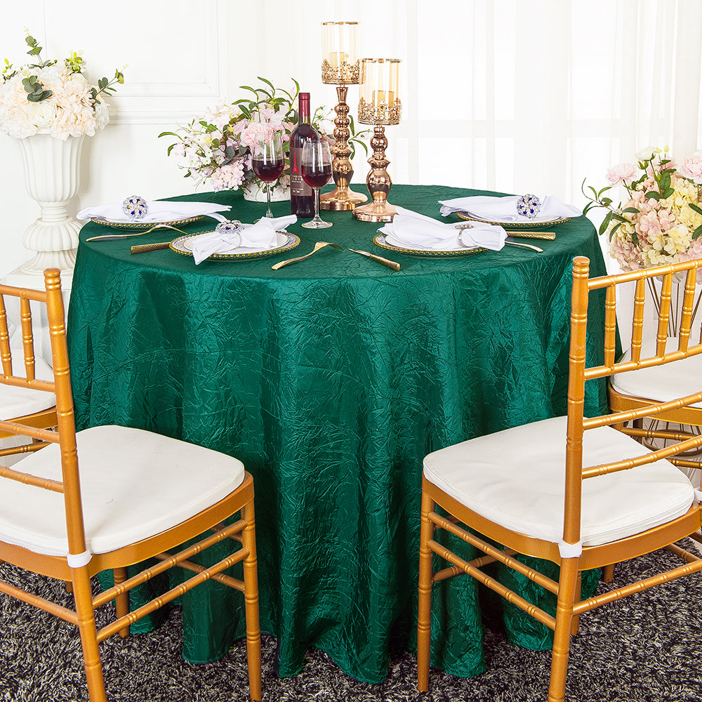 132" Round Crushed Taffeta Tablecloth - Hunter Green/Holly Green (1pc)