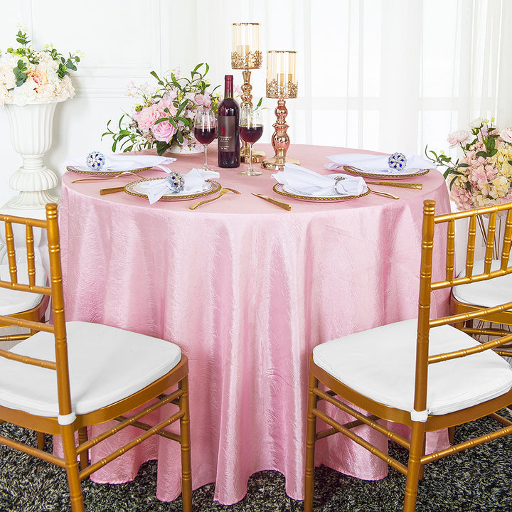 Mantel redondo de tafetán triturado de 132" - Rosa (1 pieza)