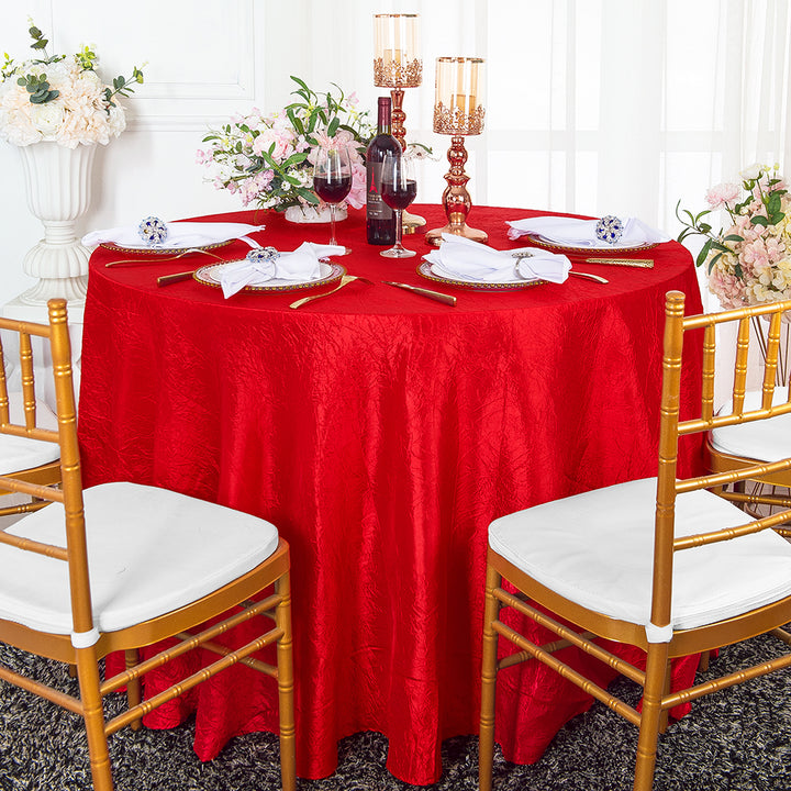Nappe ronde en taffetas écrasé sans couture de 120 po - Rouge (1 pièce)
