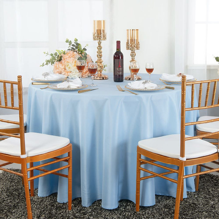 108" Seamless Round Premium Polyester (240 GSM) Tablecloth - Baby Blue (1pc)
