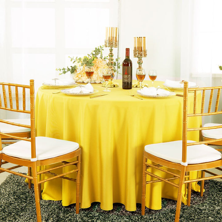 108" Seamless Round Premium Polyester (240 GSM) Tablecloth - Canary Yellow (1pc)