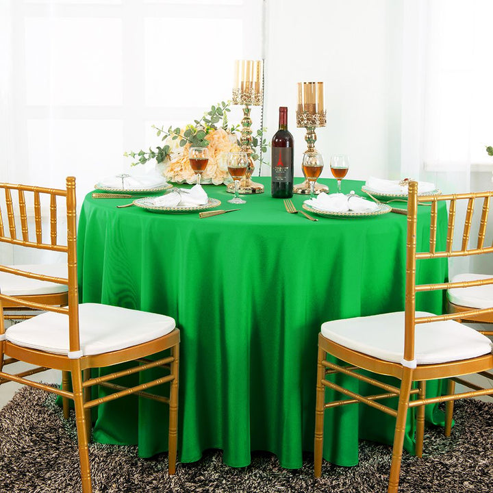 120" Seamless Round Premium Polyester (240 GSM) Tablecloth - Emerald Green (1pc)