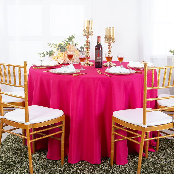132" Seamless Round Premium Polyester (240 GSM) Tablecloth - Fuchsia (1pc)