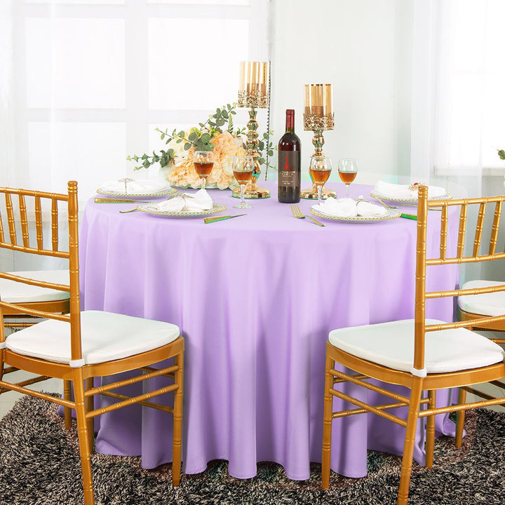 132" Seamless Round Premium Polyester (240 GSM) Tablecloth - Lavender (1pc)