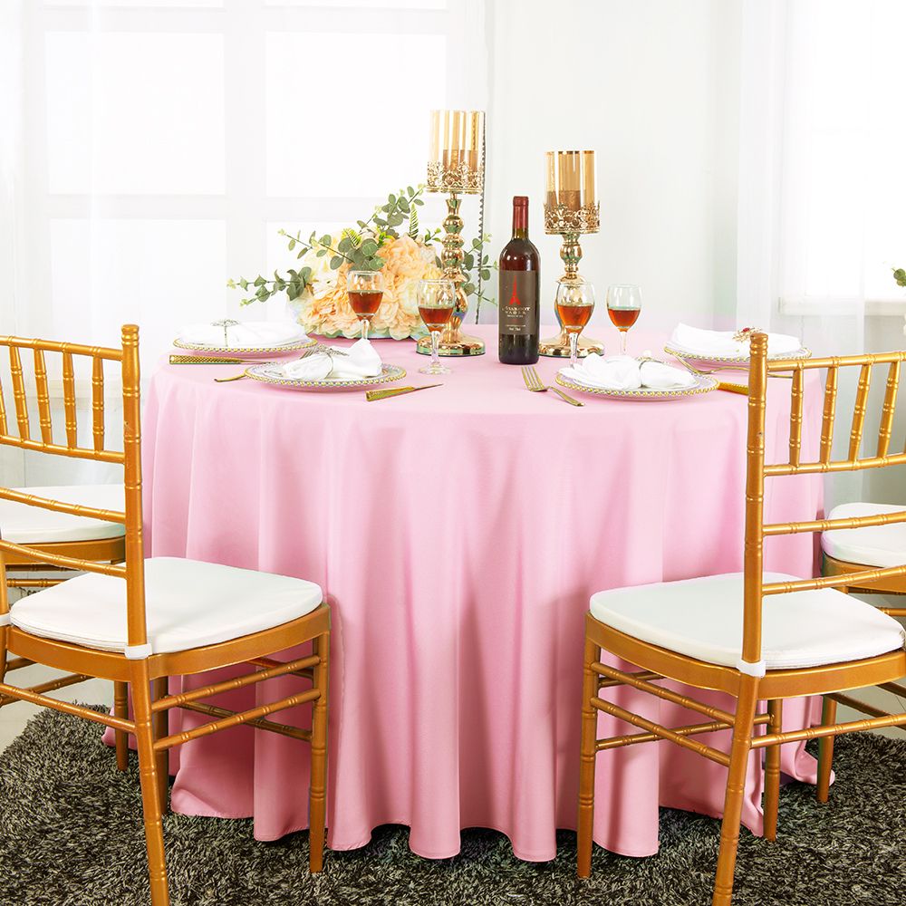 108" Seamless Round Polyester (220 GSM) Tablecloth - Pink (1pc)