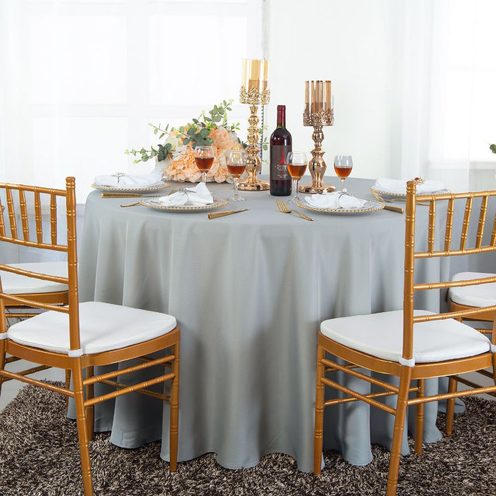Nappe ronde en polyester 108" - Argent (1pc)