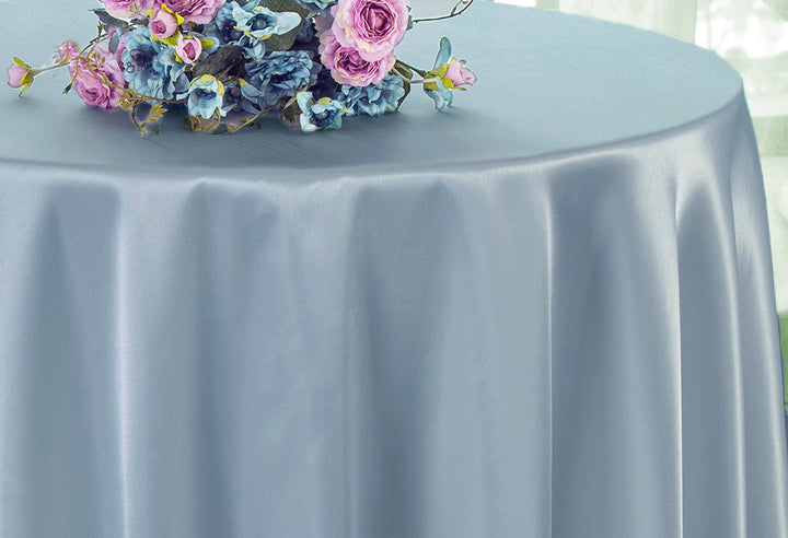 Nappe ronde en satin robuste de 132 po - Bleu poussiéreux (1 pièce)