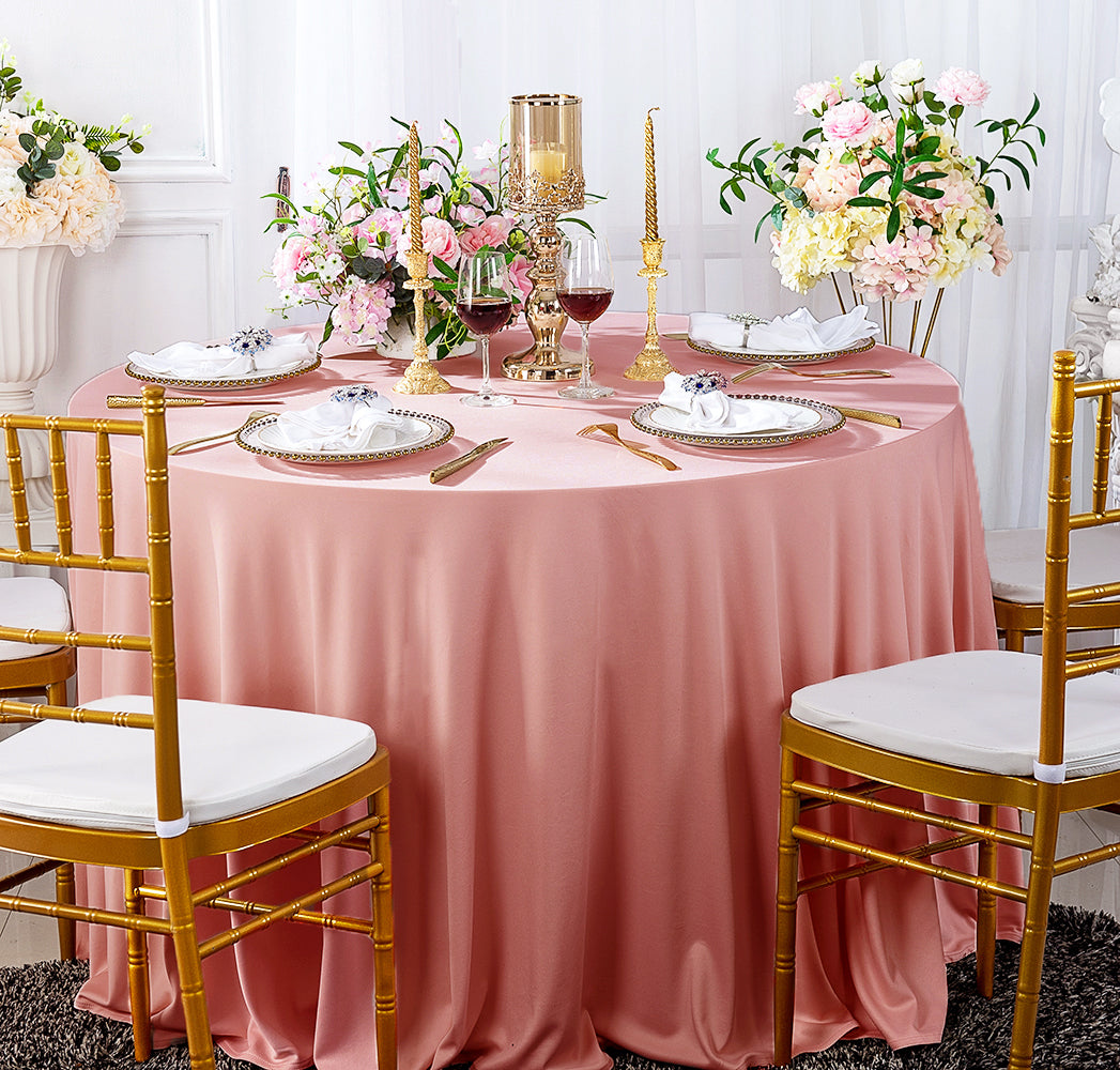 132" Round Scuba (Wrinkle-Free) (220 GSM) Tablecloth - Rose Pink (1pc)