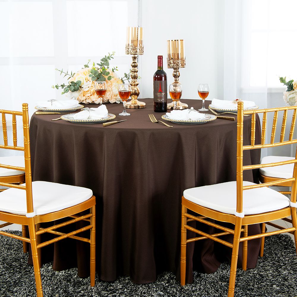132" Seamless Round Polyester (220 GSM) Tablecloth - Chocolate (1pc)