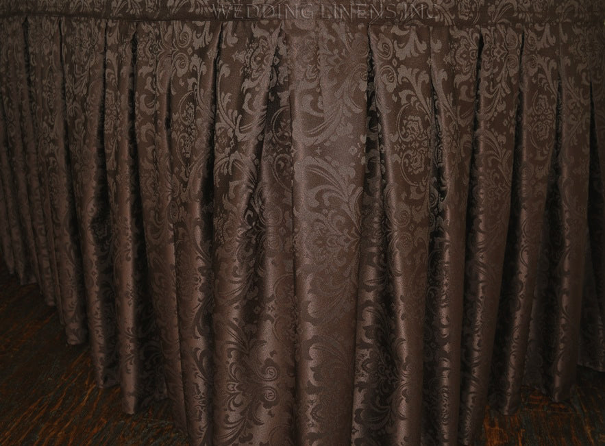 Jupes de table en polyester jacquard floral damassé 21'x29" - Chocolat (1 pièce)