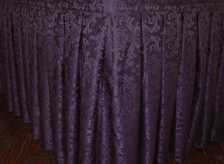 Faldas de mesa de poliéster jacquard damasco floral de 17'x29" - berenjena (1 pieza)