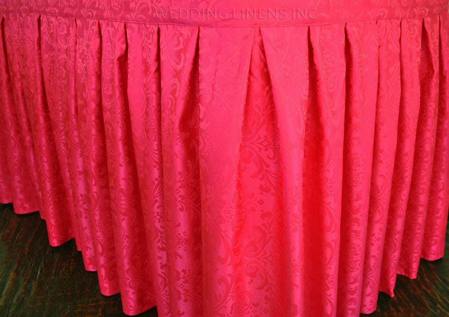 21'x29" Floral Damask Jacquard Polyester (220 GSM) Table Skirts - Fuchsia (1pc)
