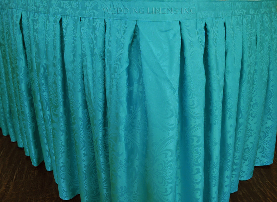 21'x29" Floral Damask Jacquard Polyester (220 GSM) Table Skirts - Turquoise (1pc)