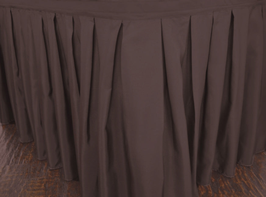 17'x29" Accordion Pleat Premium Polyester (240 GSM) Table Skirt - Chocolate (1pc)