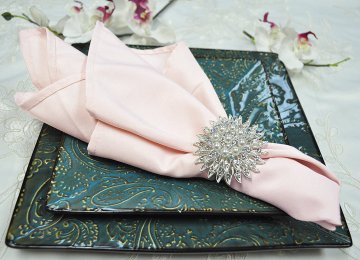 Sample 19"x19" Economy Polyester Napkins - Blush Pink/Rose Gold (1pc)