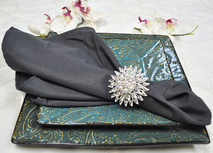 Servilletas de poliéster de 20"x20" - Peltre/Carbón (10 piezas/paq.)