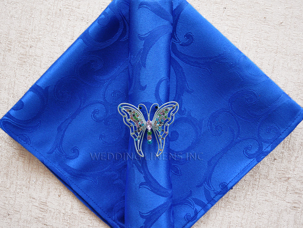 Serviettes en polyester jacquard damassé Versailles Chopin 20 "x 20" - Bleu royal (10 pièces/pqt)