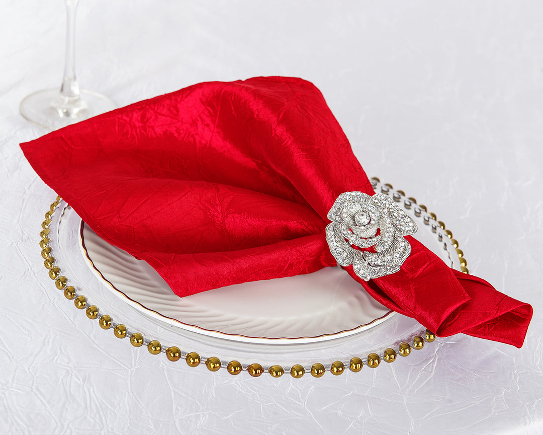 20"x20" Crushed Taffeta Napkins - Red (10pcs/pk)