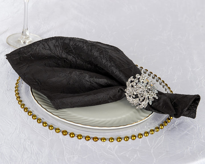 20"x20" Crushed Taffeta Napkins - Black (10pcs/pk)